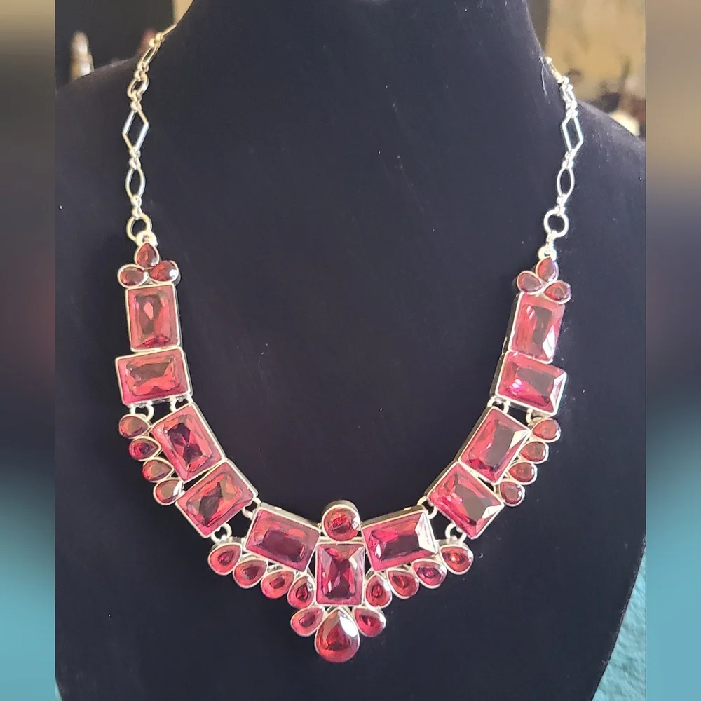 Red Purple Gemstone Necklace